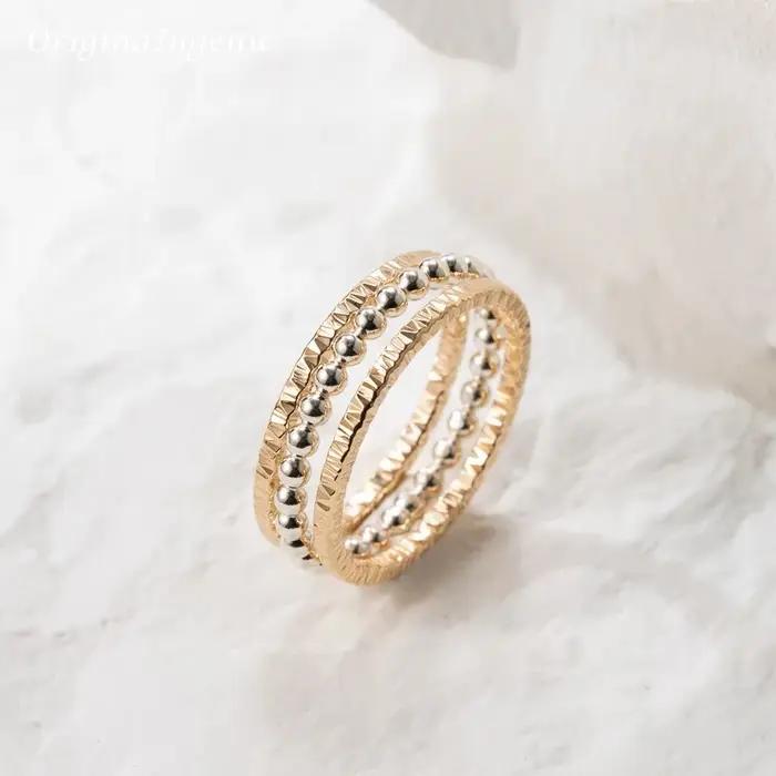 Ensemble de bagues empilables délicates remplies d'or 14K