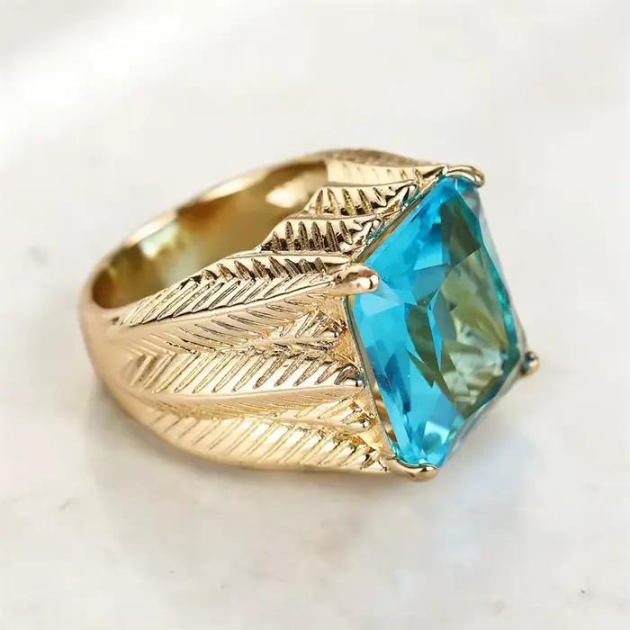 Huitan Hyperbole – bague en zircone cubique bleue pour femmes