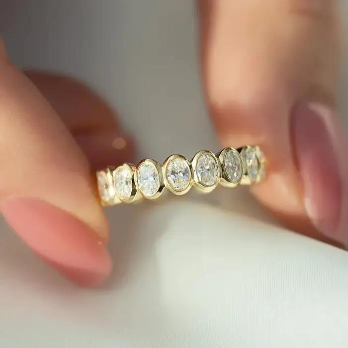 Bague ovale en Zircon pour femmes, bague de fiançailles en argent Sterling 925, bracelet de mariage