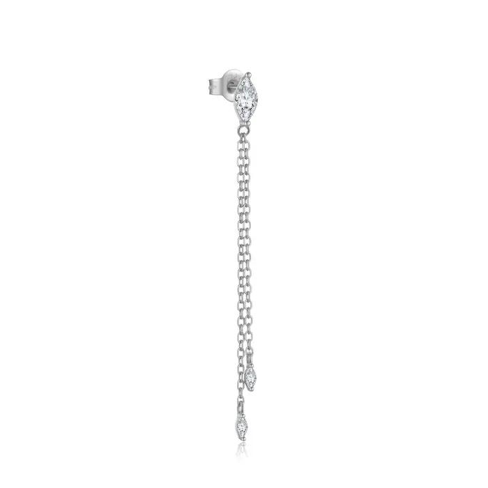 Boucles d'oreilles pendantes en argent sterling 925 ANDYWEN avec zircon marquise et chaîne à pampilles