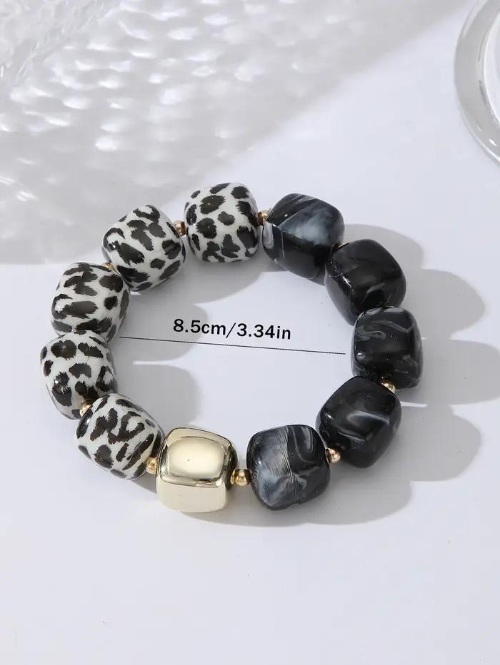 Bracelet en acrylique imprimé léopard pour femme
