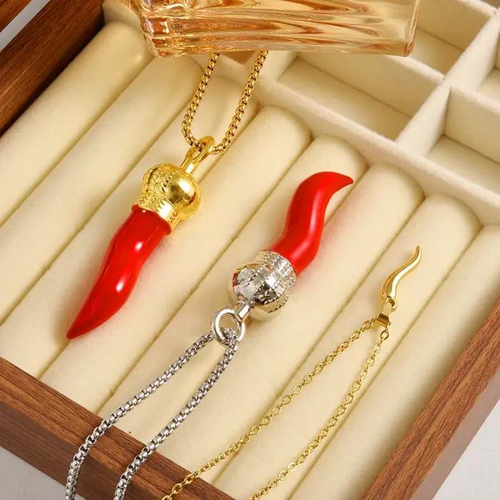 Pendentif en forme de poivron rouge pour hommes style hip-hop rock occasion mariage bijou audacieux et protecteur