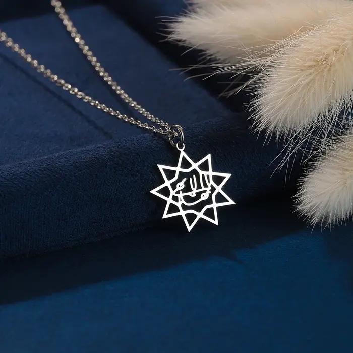 Kinitial – collier étoile de bahaisme Bahai à neuf points, calligraphie persane, pendentif Farsi Par