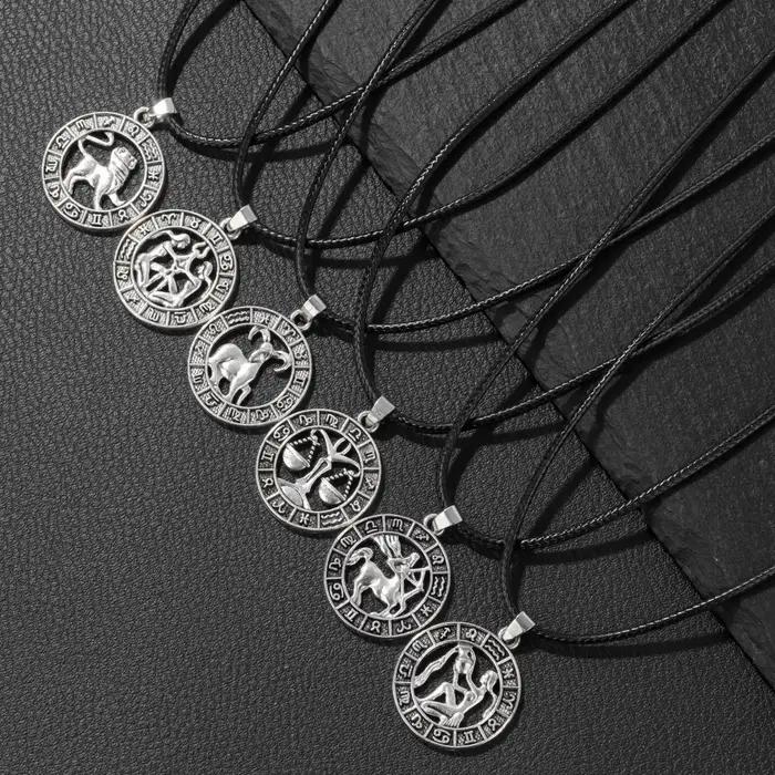 Collier pendentif signe du zodiaque pour hommes et femmes