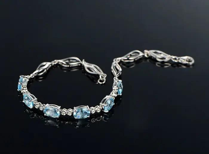 Bracelet en argent 925 saphir exquis pour femmes romantique moderne vintage occasions spéciales engagement anniversaire mariage