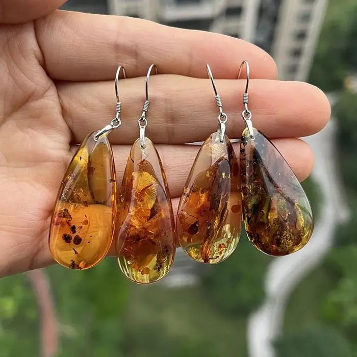 Boucles d'oreilles en ambre véritable et argent Sterling 925 pour femmes, idéales pour les occasions spéciales et les cadeaux personnalisés