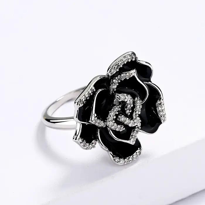 Bagues en forme de fleur rose pour femme