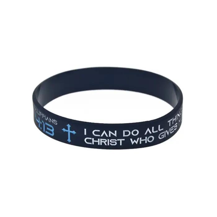 Philippiens 4:13 Je peux tout faire à travers le Christ qui me donne de la force Bracelet en silicon