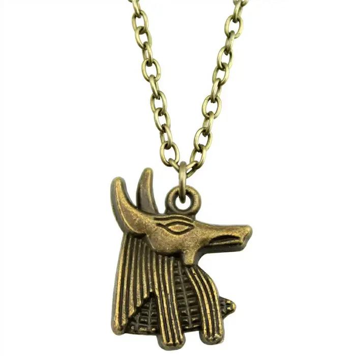 Collier Anubis Égyptien Antique pour Femmes Occasions Spéciales Pendentif Anubis Dieu de la Mort Or Rouge-Marron