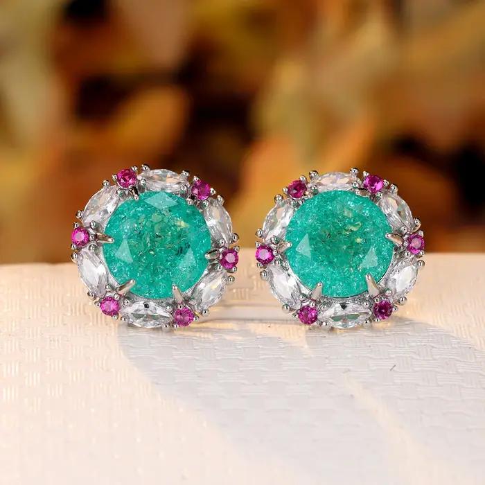 Boucles d'oreilles rondes en pierre bleu Royal pour femmes