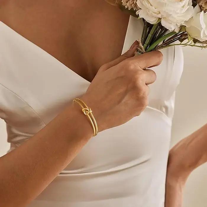 Bracelets à Double couche avec nœud pour femmes