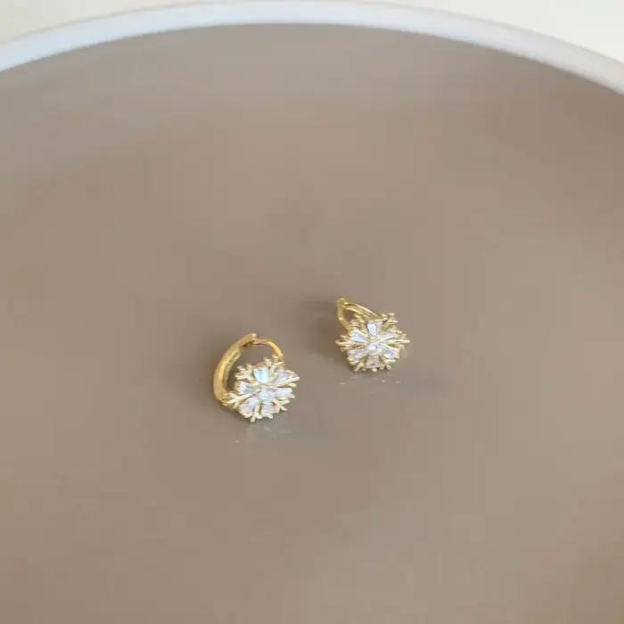 Boucles d'oreilles en argent Sterling 925 avec zircon flocon de neige pour femme engagement mariage élégance sophistication