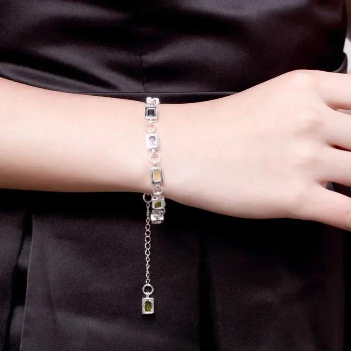 Bracelet en argent sterling 925 serti de zirconium blanc pour femmes occassions engagement mariage
