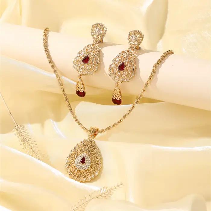 Ensemble de bijoux marocain pour femmes, collier, boucles d'oreilles, broche, luxueux, Style Vintage, accessoires de mariage, cadeau