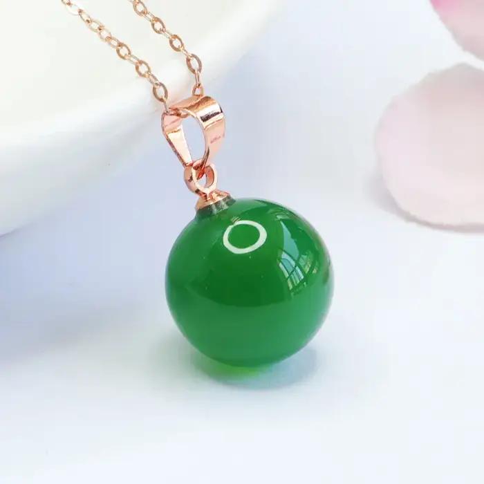 Pendentif en argent S925 avec jade naturel véritable, collier en jadéite, bijou de créateur de luxe