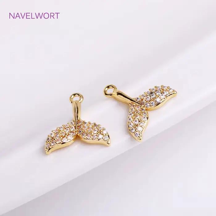 breloque pour fabrication bijoux Breloque tendance en forme d'hippocampe, d'étoile de mer ou de queue de poisson, pendentifs en Zircon incrusté plaqué or 14K, pièces de bricolage
