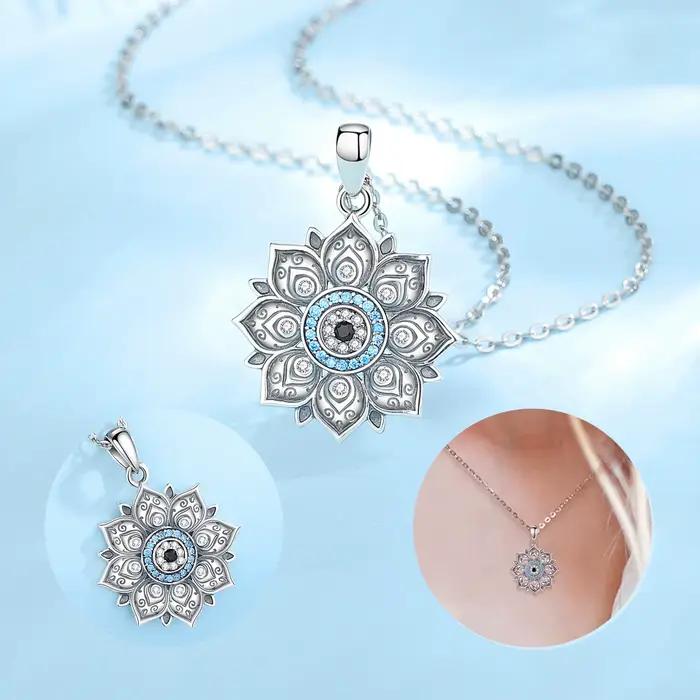 Eudora – collier en argent Sterling 925 pour homme et femme, pendentif Vintage en forme de fleur de Lotus, œil maléfique, bijou de personnalité, cadeau