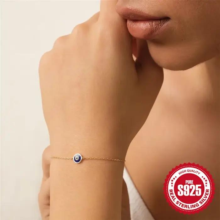 Bracelet Mauvais Yeux pour Femme en Argent Sterling 925, Bijou Classique et Protecteur pour Mariage, Fiançailles et Autres Occasions Spéciales