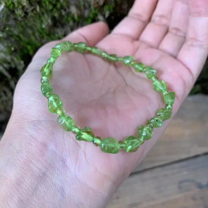 Bracelet en pierre naturelle de péridot véritable