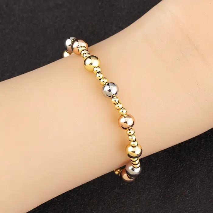Nidin-Bracelets à main en cuivre avec perles rondes pour femme