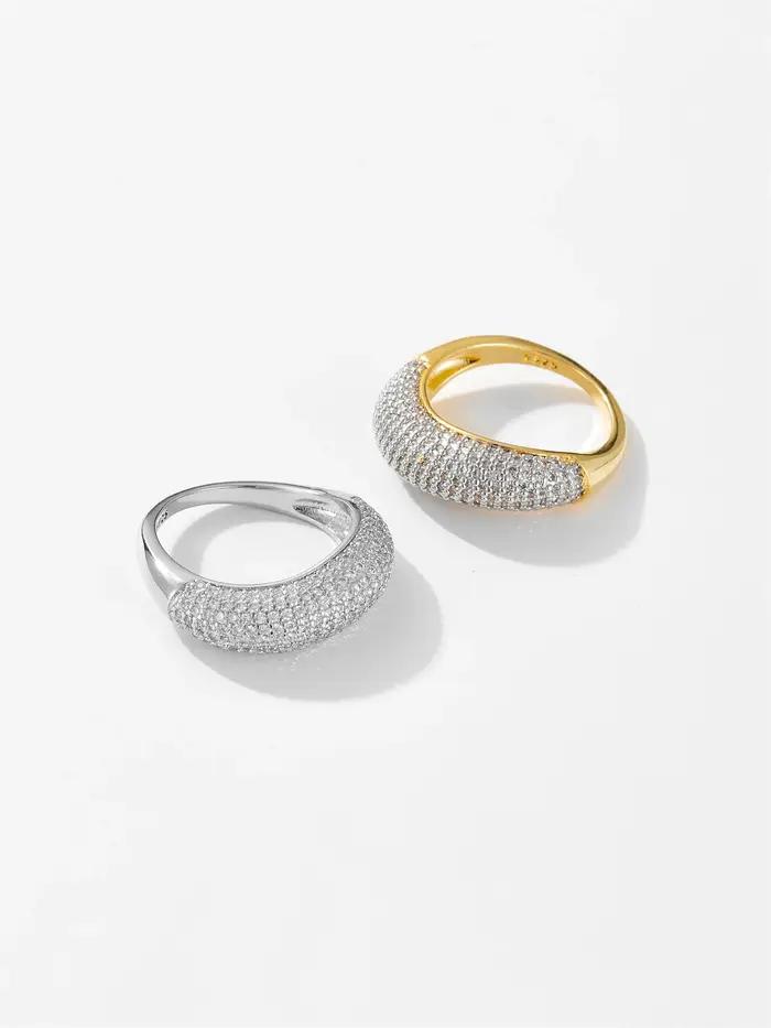 DPLAOPA 100% 925 argent Sterling géométrique plein Zircon pavé femmes bague de luxe cristal bijoux fins Rock Punk cadeau de mariage