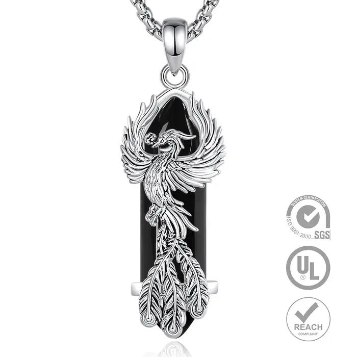 Eudora-Collier Prismatique en Obsidienne Hexagonale pour Femme