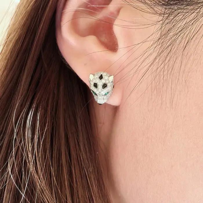 Boucles d'oreilles en argent Sterling 925 avec pierre de carbone