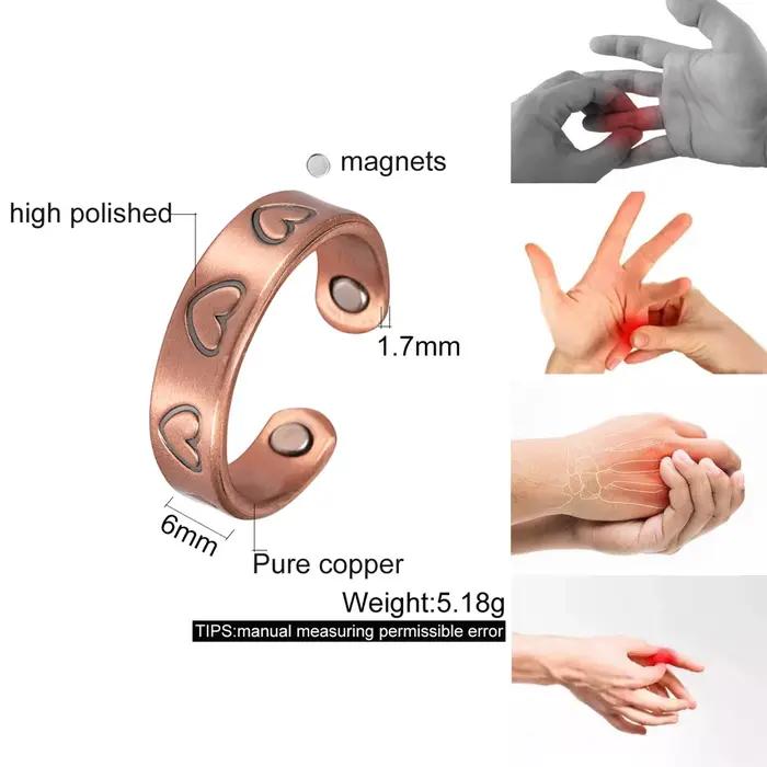 Vinterly Anneaux Magnétiques en Cuivre Pur 6mm en Forme de Cœur