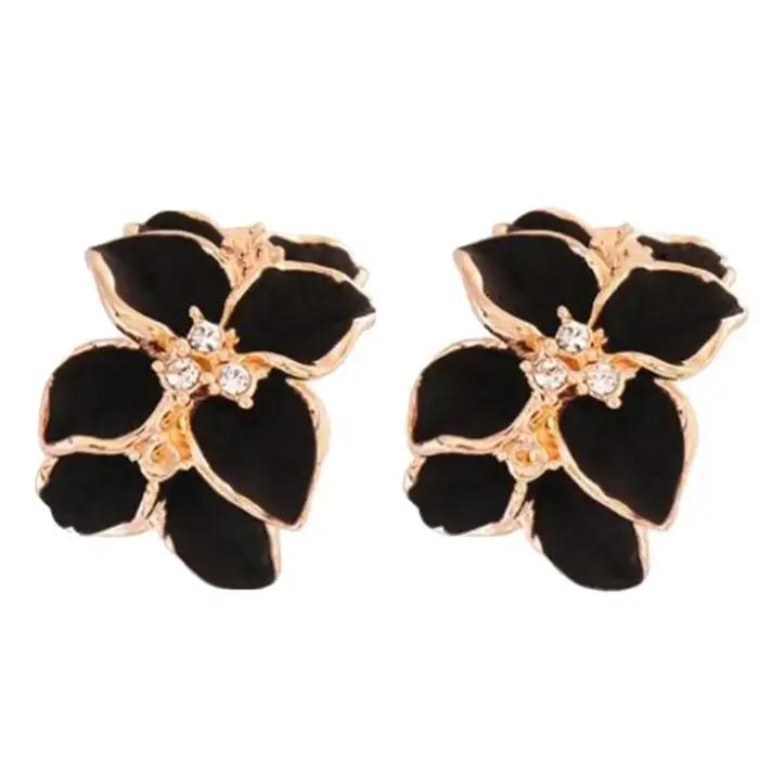 Boucles d'oreilles fleur de gardénia pour femmes, clous d'oreille incrustés de biscuits, cadeau de b