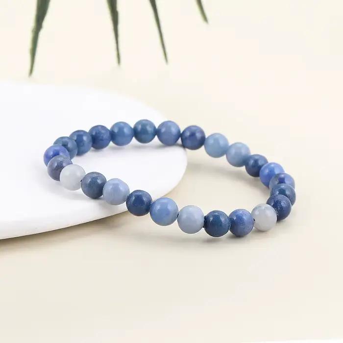 Bracelet Aventurine bleue naturelle pour femmes et hommes design méduse protection énergétique bijoux océan élégance sophistiquée occassions spéciales