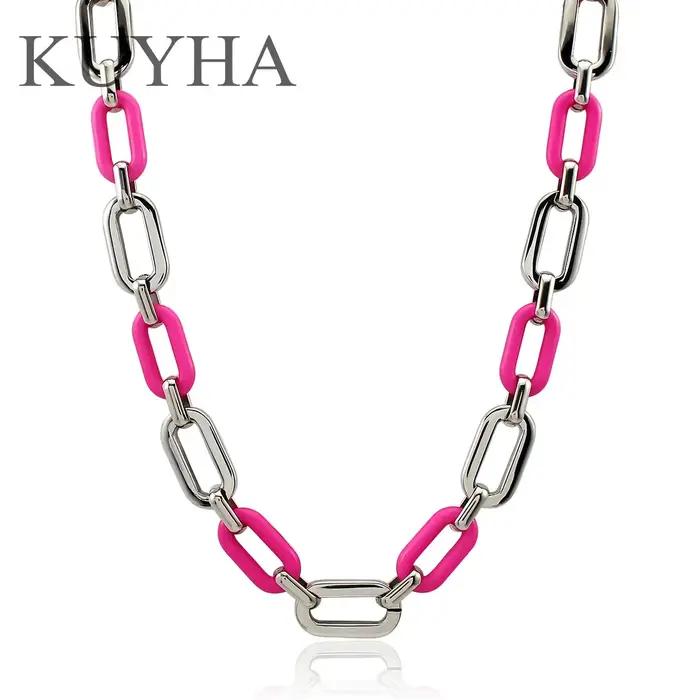 Collier en acier inoxydable avec chaîne en maillons arrondis or foncé pour femmes occasions spéciales