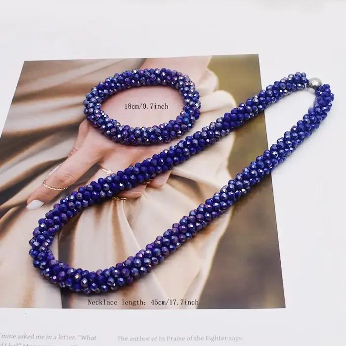 Ensemble collier et Bracelet de perles tissées à la mode