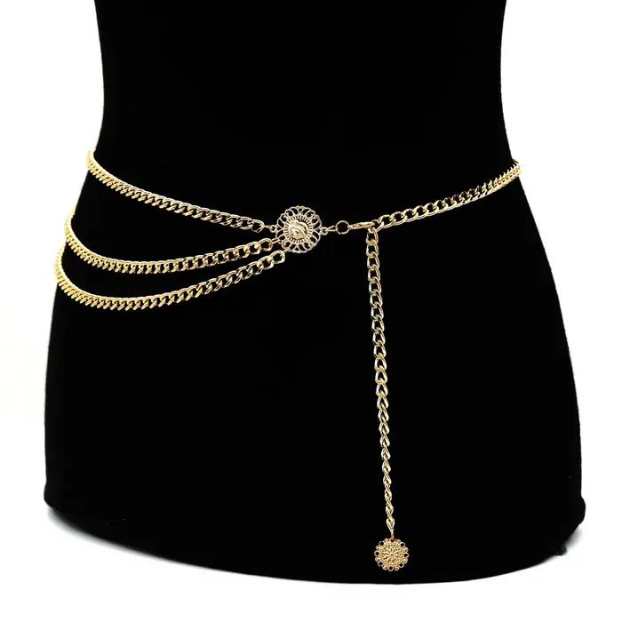 Chaîne de corps Ingemark en aluminium doré clair ou plaqué rhodium pour femmes, bijoux de style Vendange, bijoux de corps élégants et sophistiqués