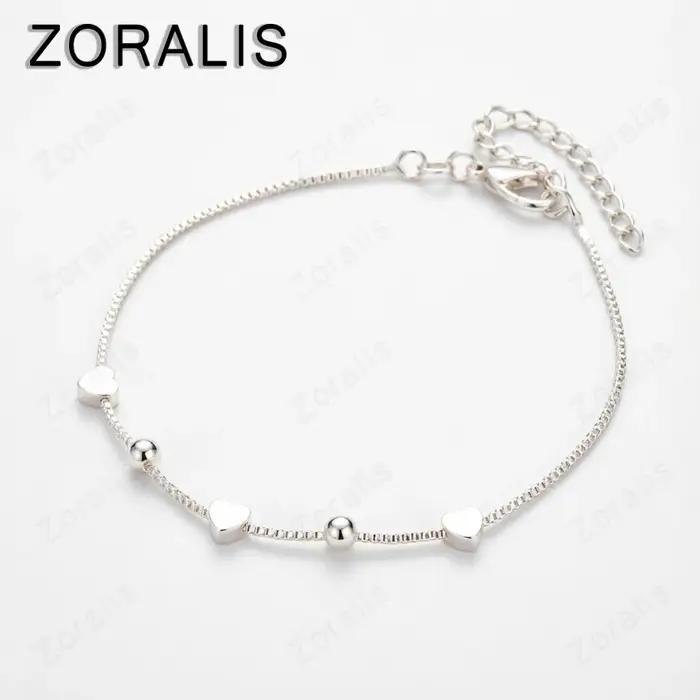 Bracelets en or 18 carats avec petites perles en forme de cœur pour femme