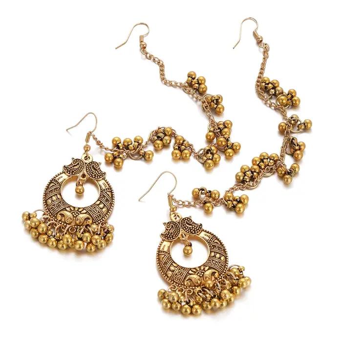 Boucles d'Oreilles Rétro en Or Ethnique