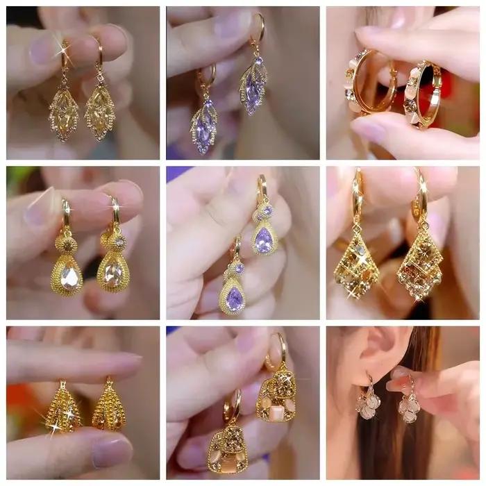 Boucles d'Oreilles Forme Café Scintillantes en Diamant Brun pour Femmes Occasions Spéciales Élégantes Polyvalentes