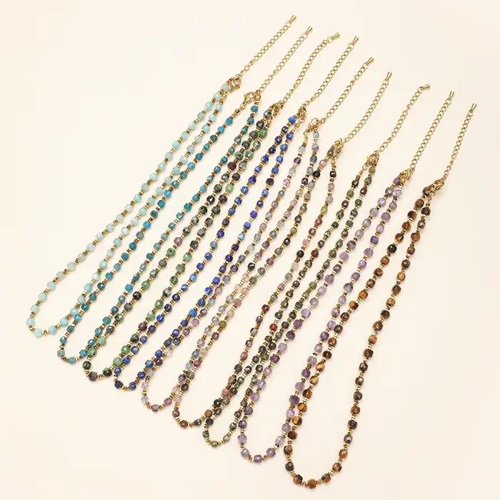 ZMZY 4MM pierre exquise Vintage pierre naturelle perles collier femmes empilées bijoux Boho bijoux cadeaux cou accessoires