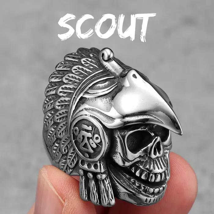 Bagues en acier inoxydable Scout Skull Indian Eagle bijoux punk rétro pour hommes et femmes occasions spéciales alliances de mariage style unique