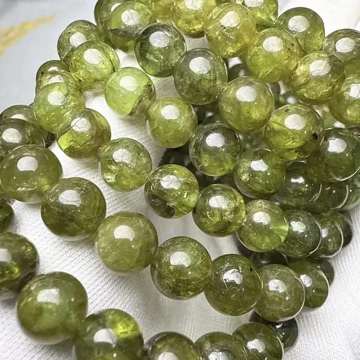 Bracelet rond lisse en péridot AAA 100% naturel