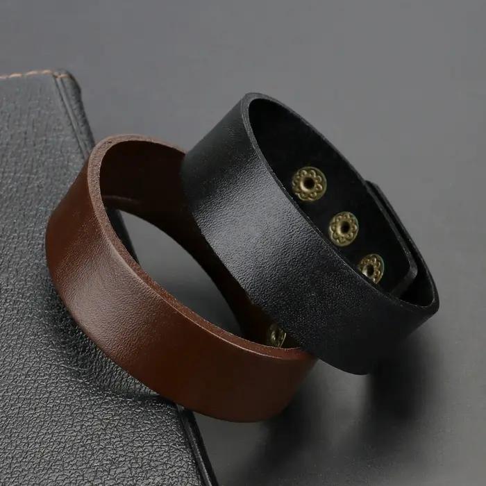 Bijoux tendance Vintage Bracelet en cuir brillant lisse