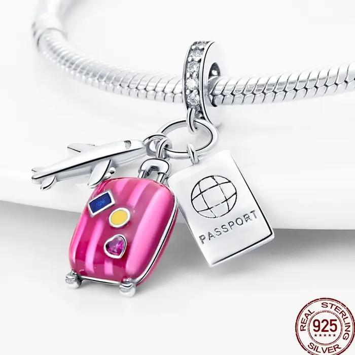 Bracelet original 925 en argent sterling avec perles de tulipe et breloque chat pour femmes occasions spéciales