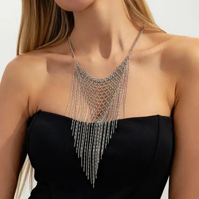 VIVILADY – collier multicouche en maille tissée pour femmes