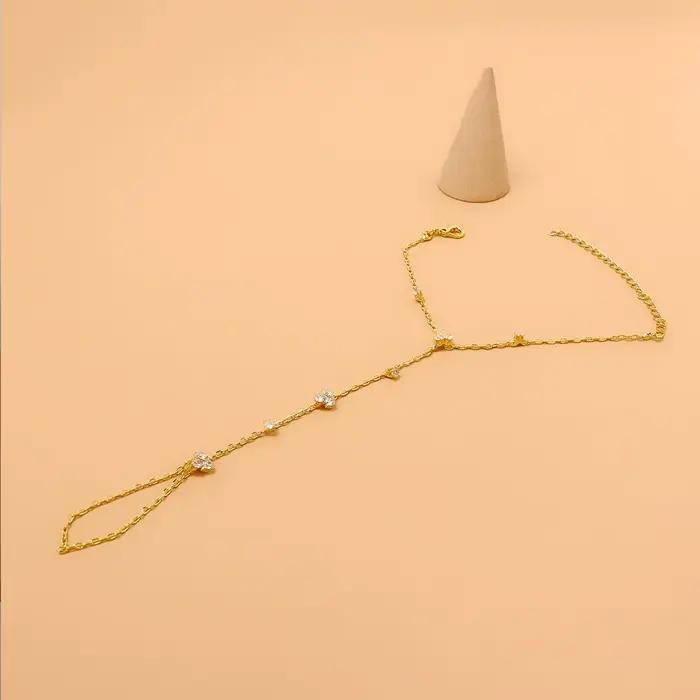 Bracelet géométrique en métal et cristal pour femmes