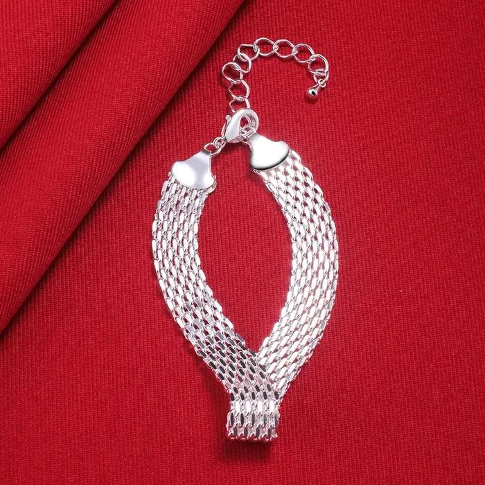 Bracelet en argent sterling 925 chaîne de tissage exquise pour femmes élégantes bureau carrière anniversaire cadeau de mariage noël bijoux nouvelle collection