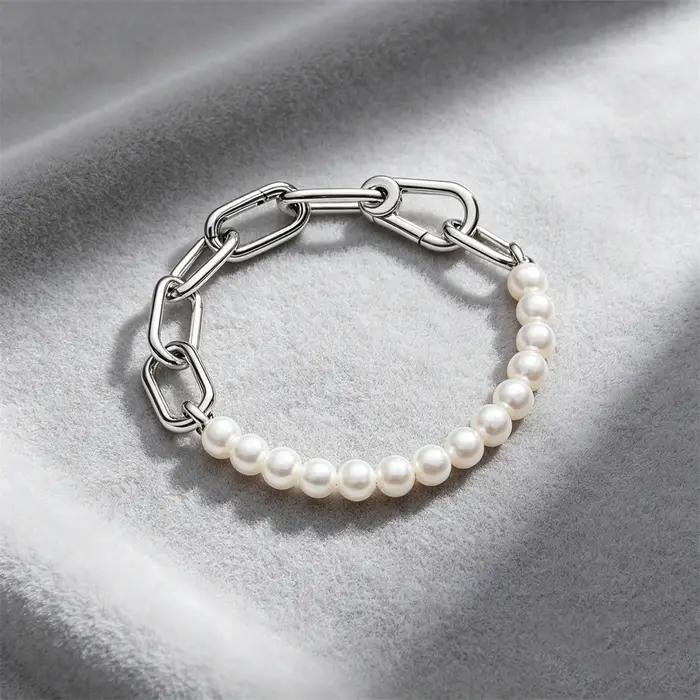 Bracelet Original Me en Argent Sterling 925 avec Perles Rondes pour Femme – Bijou de Luxe Tendance