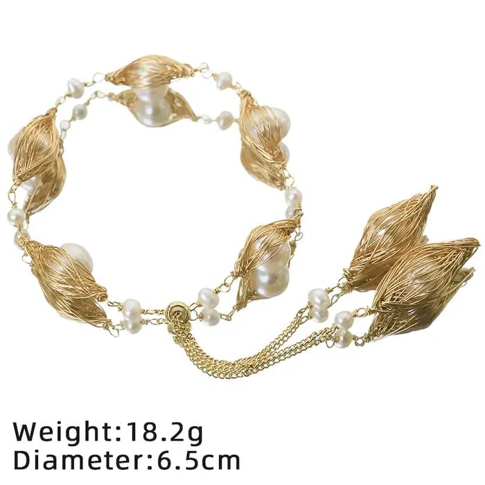 Bracelet ovale Double couche de perles d'eau douce naturelles