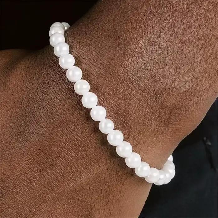 Bracelet de perles d'imitation rétro Simple pour femmes