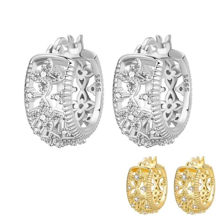Orstarry 925 en argent Sterling Vintage boucles d'oreilles en Zircon scintillant