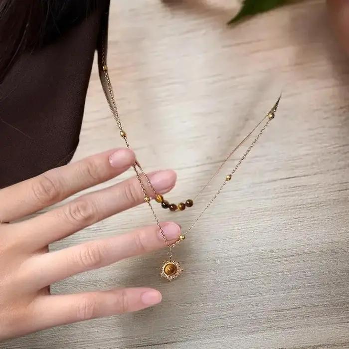 Collier en Zircon étoile de soleil pour femmes