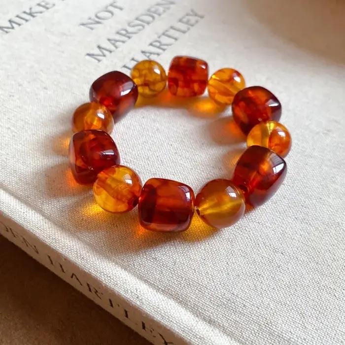 Bracelet coréen en perles acryliques, carré irrégulier, rond, géométrique, pour femmes européennes et américaines, accessoires à main